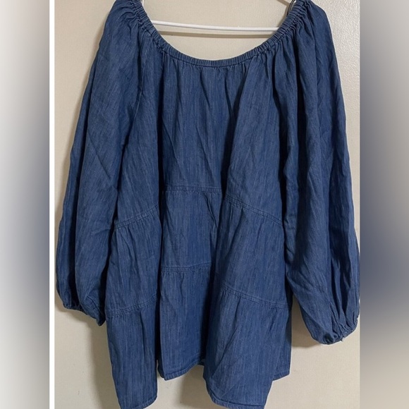 Old Navy Boho Chambray Flattering Tiered Denim Swing Shirt 4X - Picture 7 of 9
